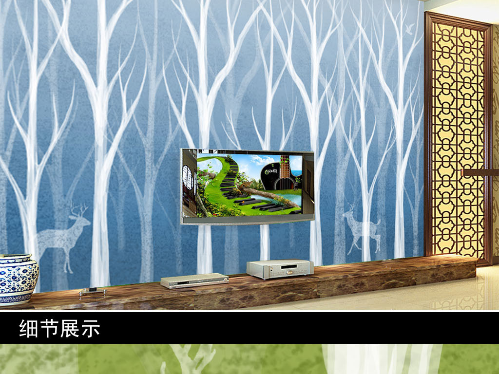 【本作品下载内容为:"纯手绘森林鹿风景画背景墙"模板,其他内容仅为参考,如需印刷成实物请先认真校稿,避免造成不必要的经济损失。】 【声明】未经权利人许可,任何人不得随意使用本网站的原创作品(含预览图),否则将按照我国著作权法的相关规定被要求承担最高达50万元人民币的赔偿责任。