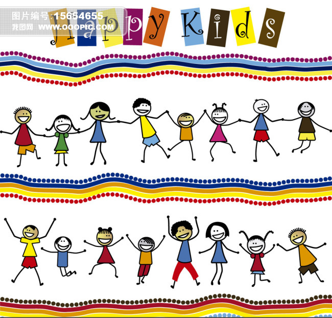 小朋友手拉手手牵手跳舞快乐开心分层