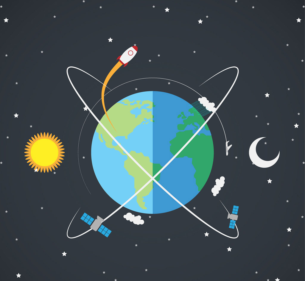 卡通新闻联播地球卫星分层图片设计素材_高清