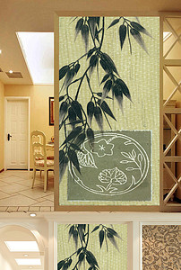 国画竹叶简约玄关图片设计素材_高清模板下载