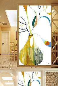 抽象白底花瓶插花简约现代图片设计素材_高清