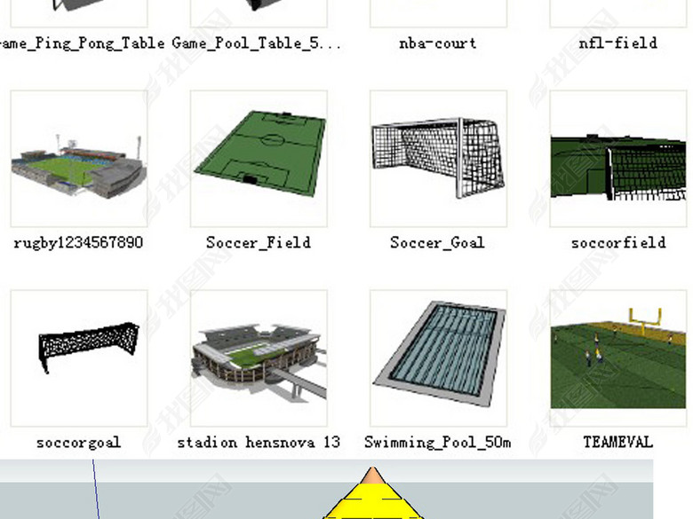 儿童游乐园户外健身器材运动场地su模型图片下