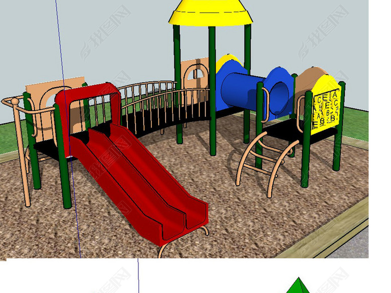 儿童游乐园户外健身器材运动场地su模型图片下