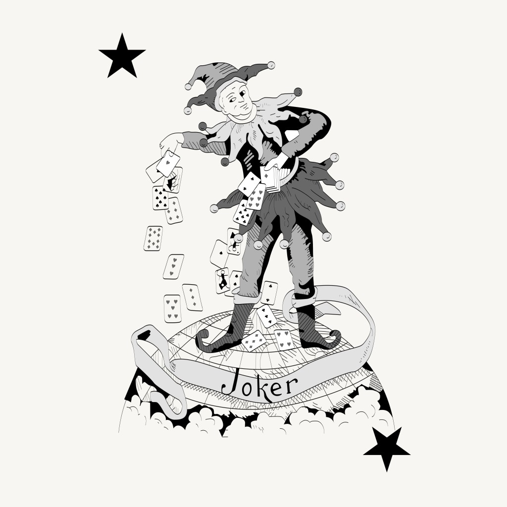 小丑黑白插画扑克图片设计素材_高清AI模板下