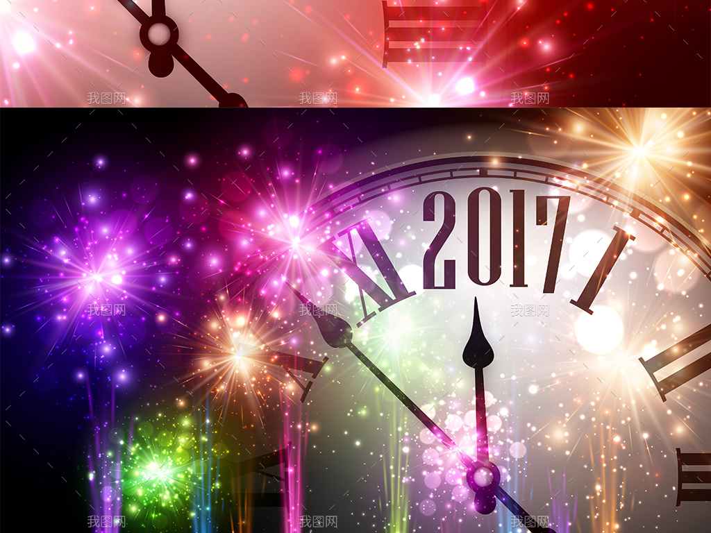 我图网提供精品流行 2017矢量新年倒数烟花时钟背景设计元素素材 下载,作品模板源文件可以编辑替换,设计作品简介: 2017矢量新年倒数烟花时钟背景设计元素 矢量图, RGB格式高清大图, 使用软件为 Illustrator CS(.eps) 2017年