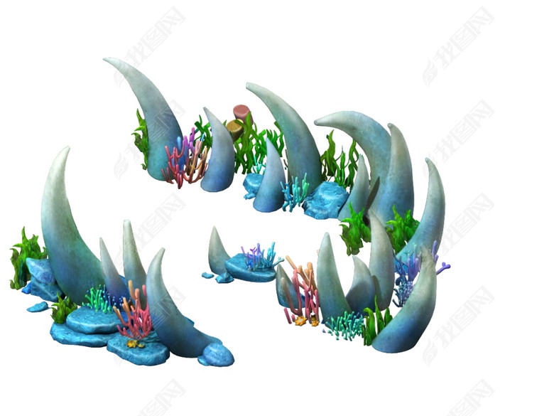 海草深海石头q版珊瑚尖石珊瑚草图片下载max