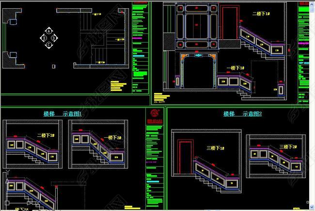 整木楼梯间CAD分解图