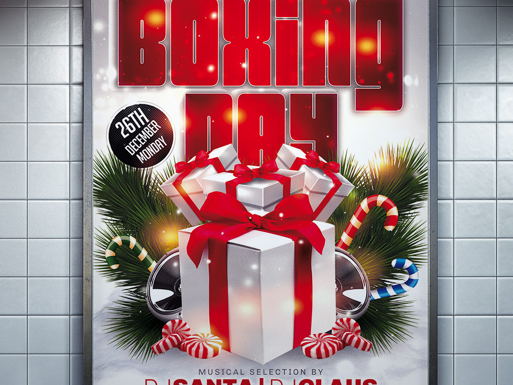 华丽唯美圣诞有礼新年圣诞节促销宣传海报