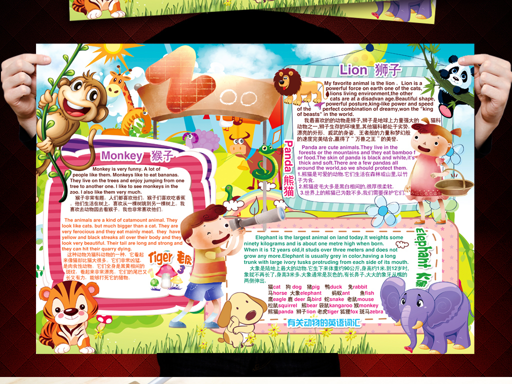 参观动物园游记保护动物旅游英文手抄小报