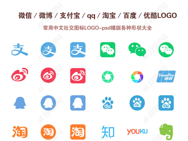 微信微博支付宝qq腾讯淘宝百度logo(图片编号