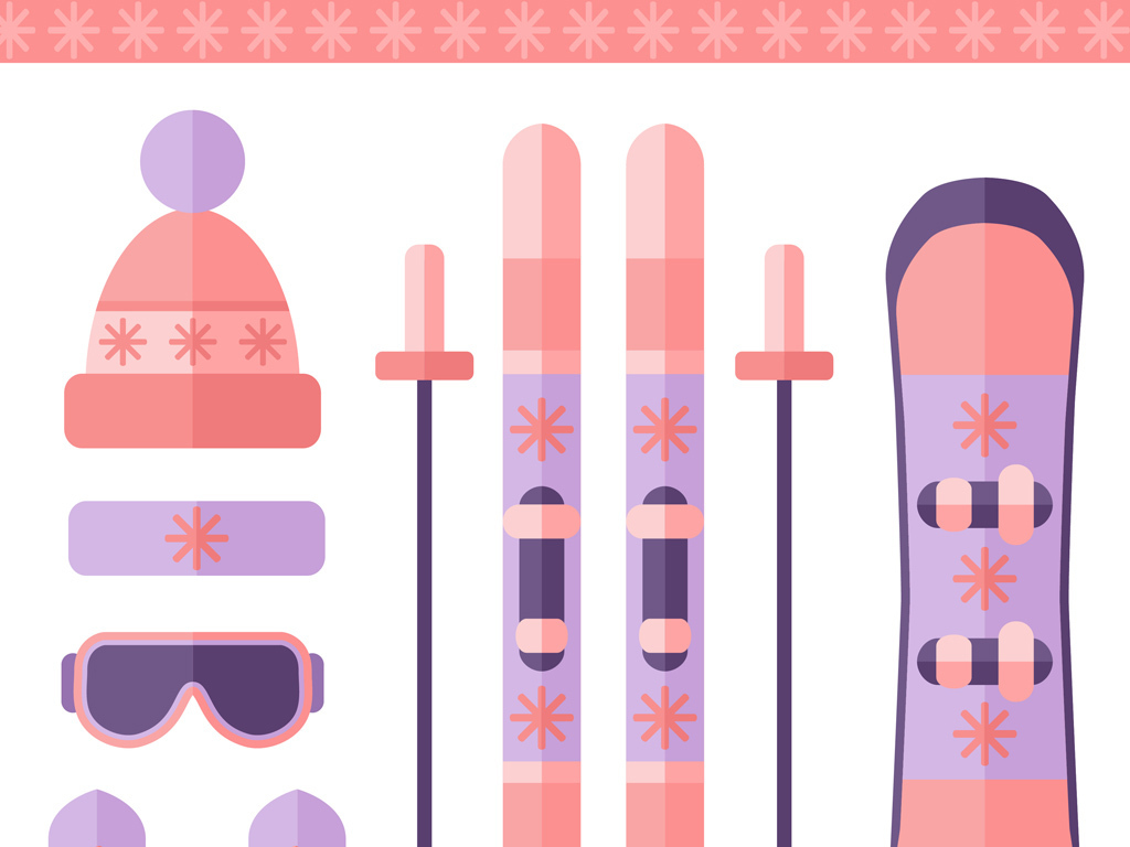 滑雪运动滑雪用品滑雪物品矢量