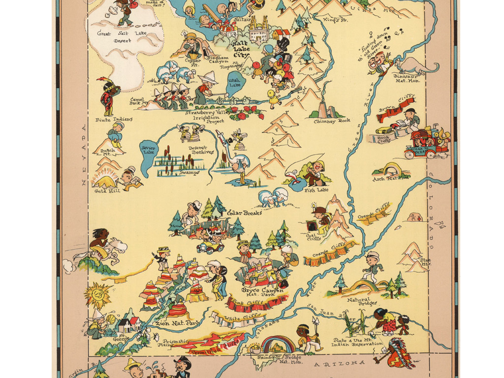美国版犹他州地图装饰画素材