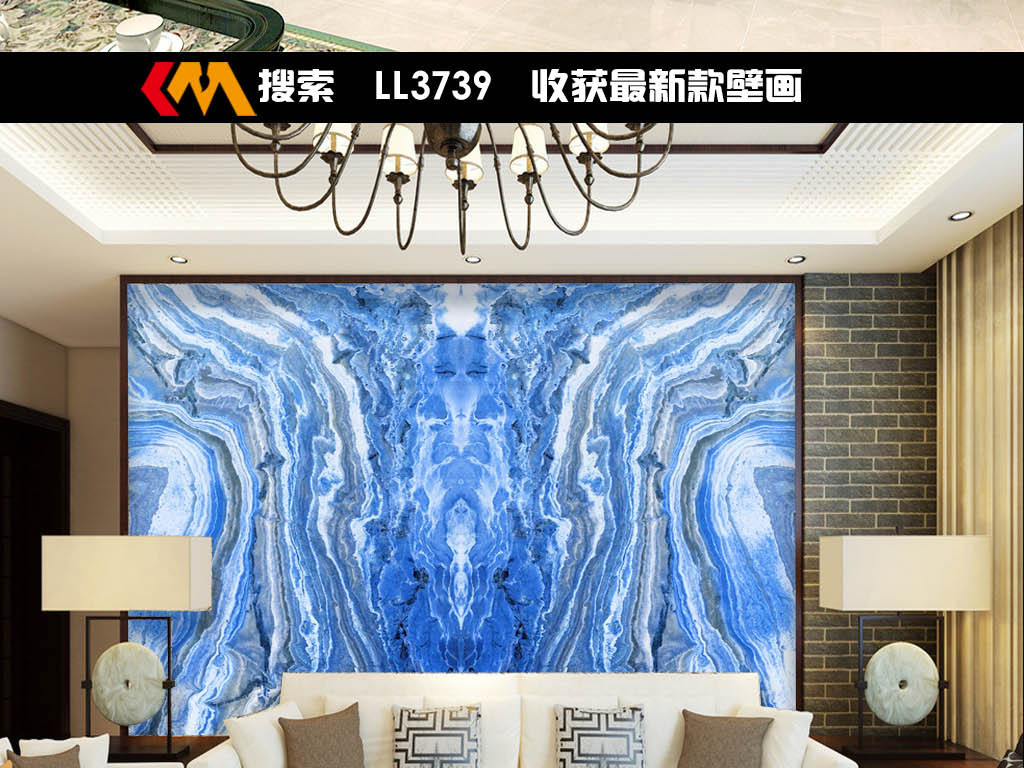 石材地中海大理背景新房蓝色墙刚装修的老鼠吊顶里有石纹图片