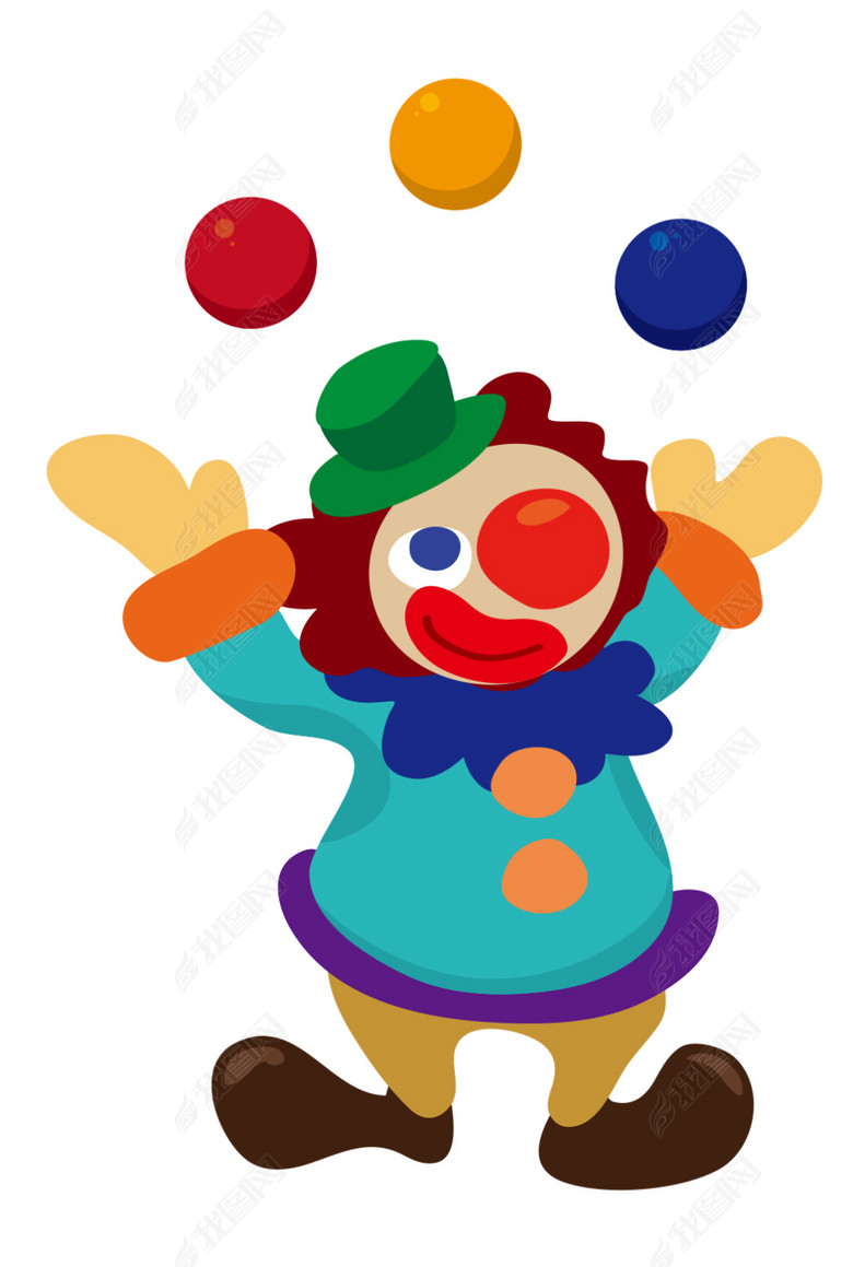 马戏团滑稽小丑抛球图片下载ai素材-动漫人物