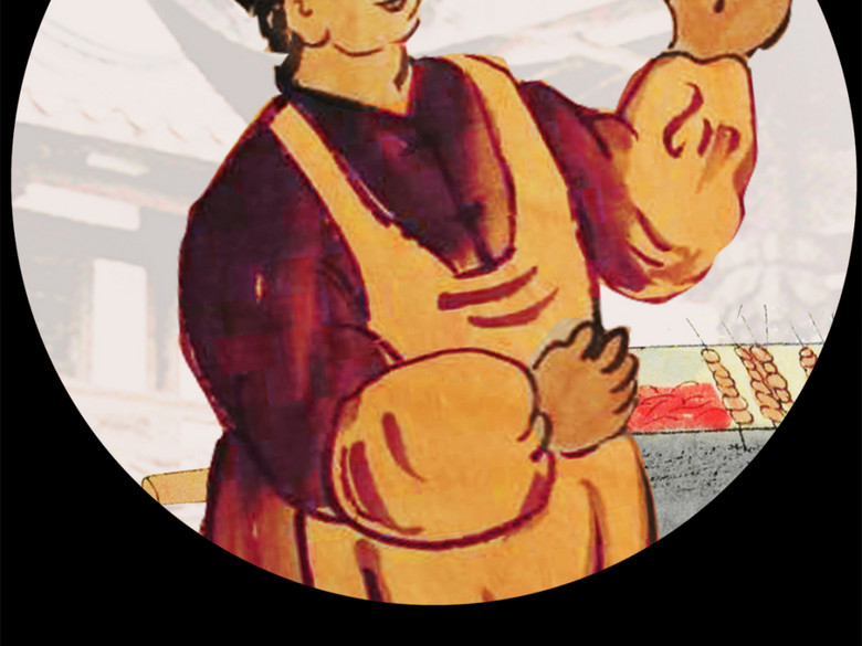 手绘传统烧烤烤肉餐厅背景装饰墙(图片编号:1