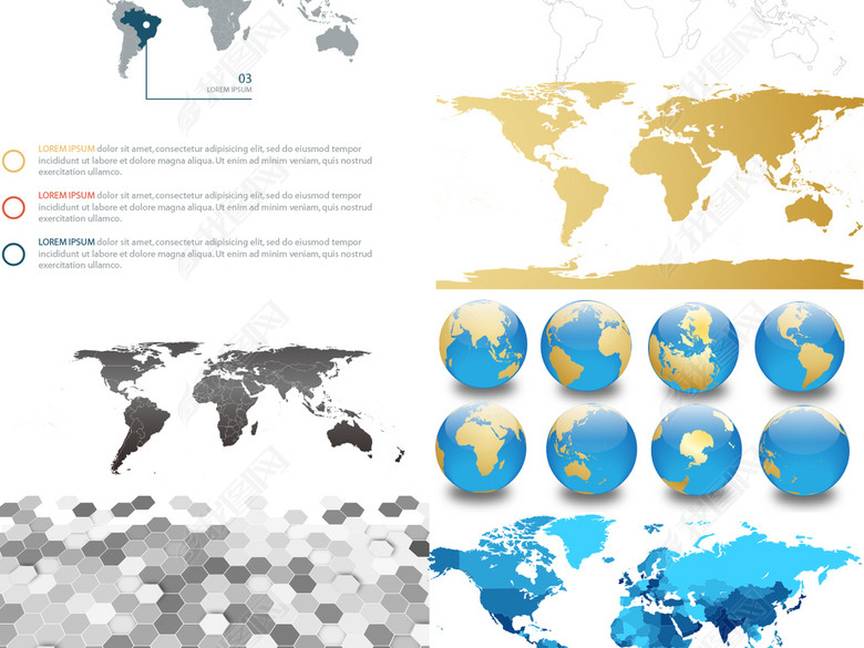 高清世界地图剪影矢量印刷精度源文件合集(图