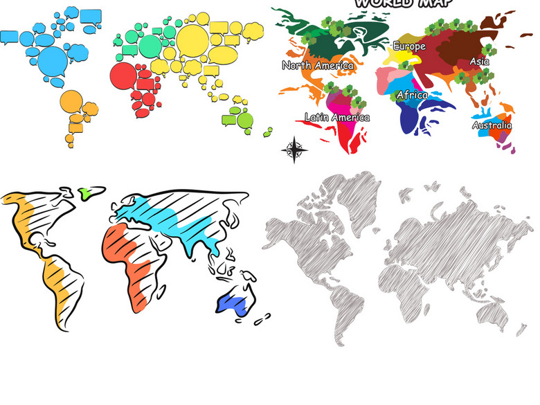高清卡通手绘世界地图矢量合集(图片编号:159