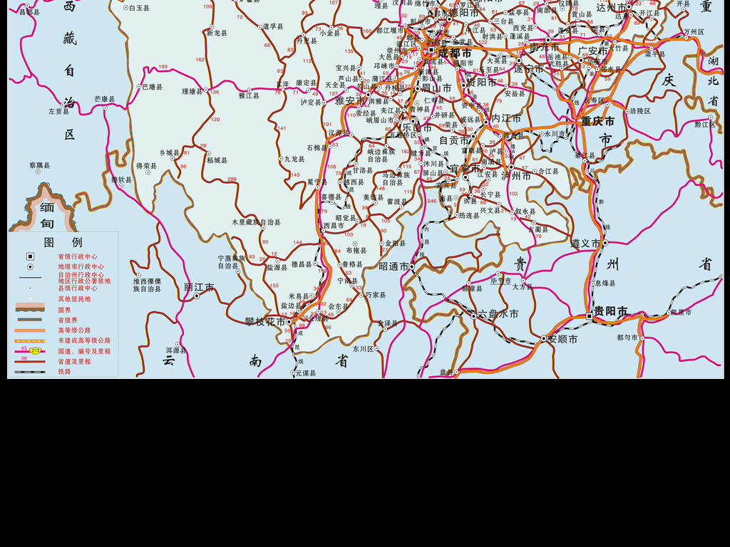 四川省公路交通图CDR源文件模板下.图片设计