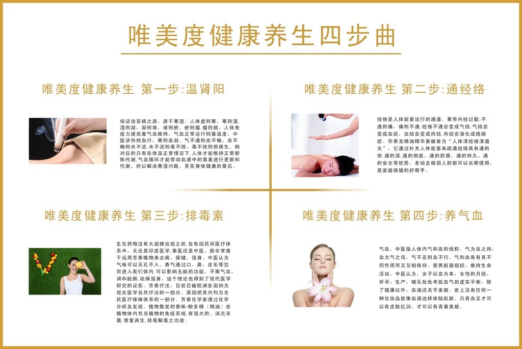 中医养生美容美发唯美度养生四步曲图片设计素