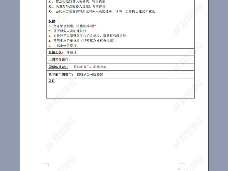 财务部部门职责说明书图片下载doc素材-岗位职责
