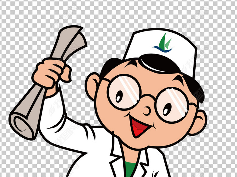 卡通可爱医生拿纸加油图片下载ai素材-动漫人