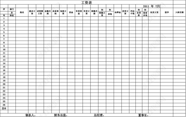 公司企业工资单结算模版图片下载xlsx素材-薪酬体系