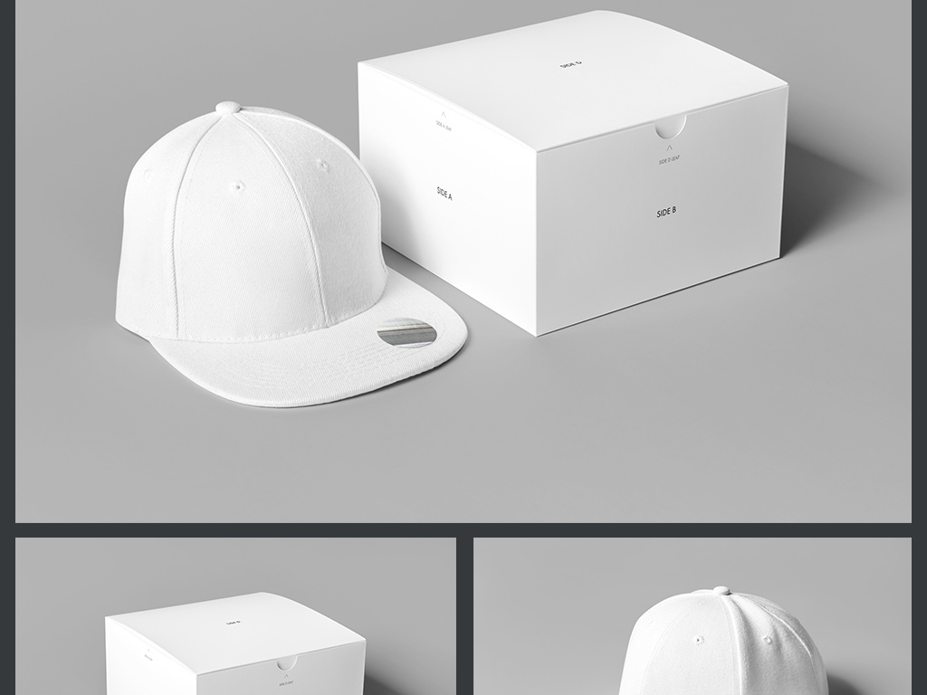 实用棒球帽效果图包装盒展示样机模板