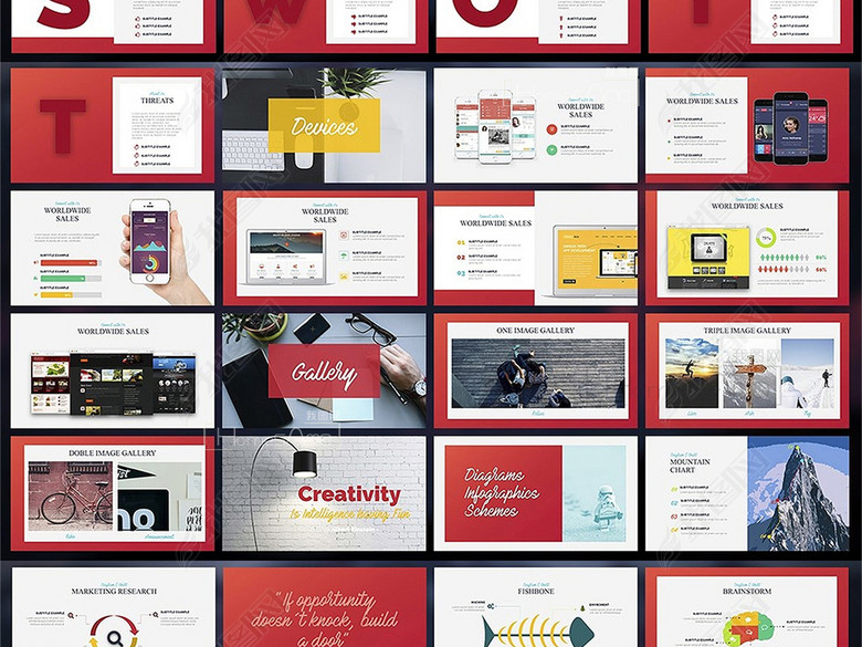 红色创意新颖现代风公司简介商务PPT模板(图