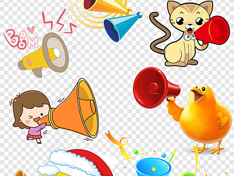 小喇叭彩色喇叭宣传喇叭卡通喇叭图片下载ps