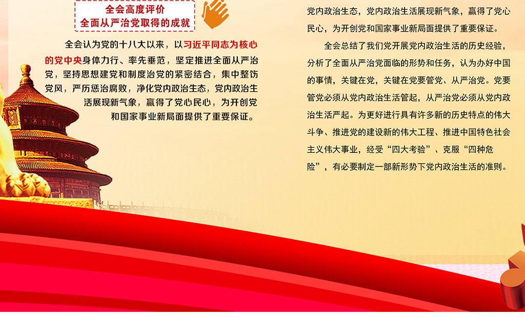 全面从严治党学习贯彻十八届六中全会展板