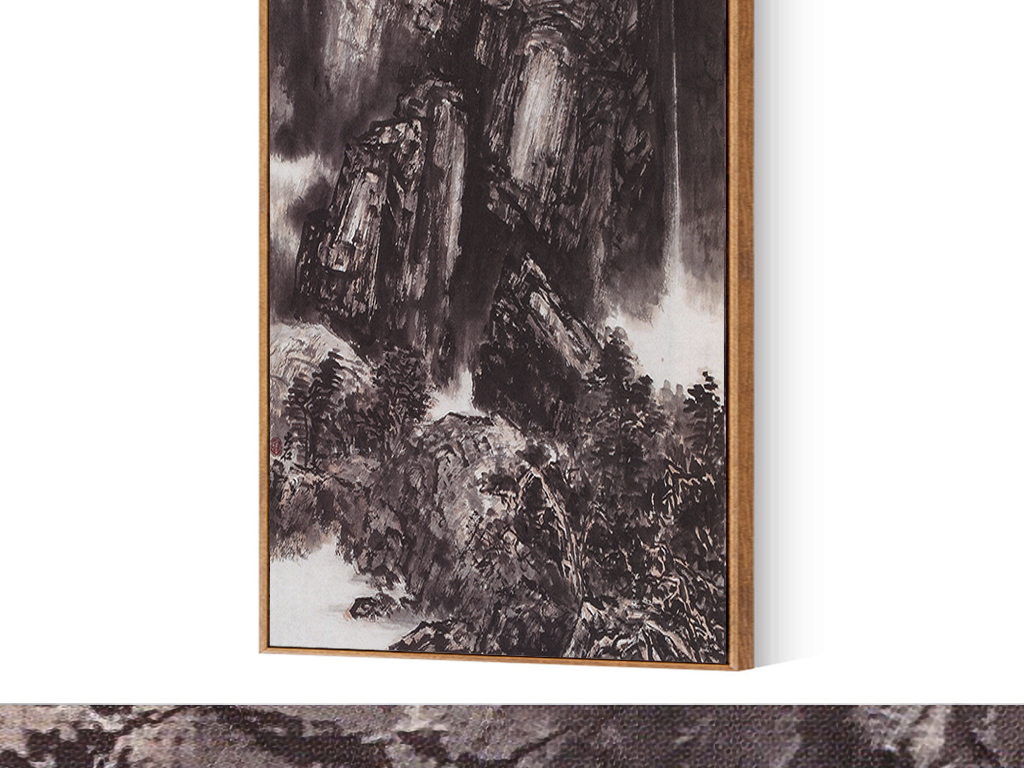 新中式抽象水墨画床背景装饰画无框画10