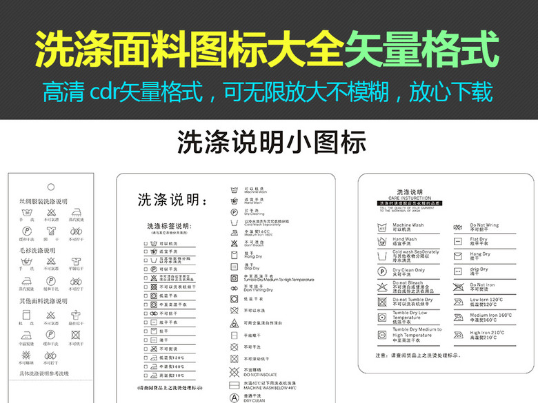 衣服洗涤说明图标设计水洗标矢量图洗涤标志(