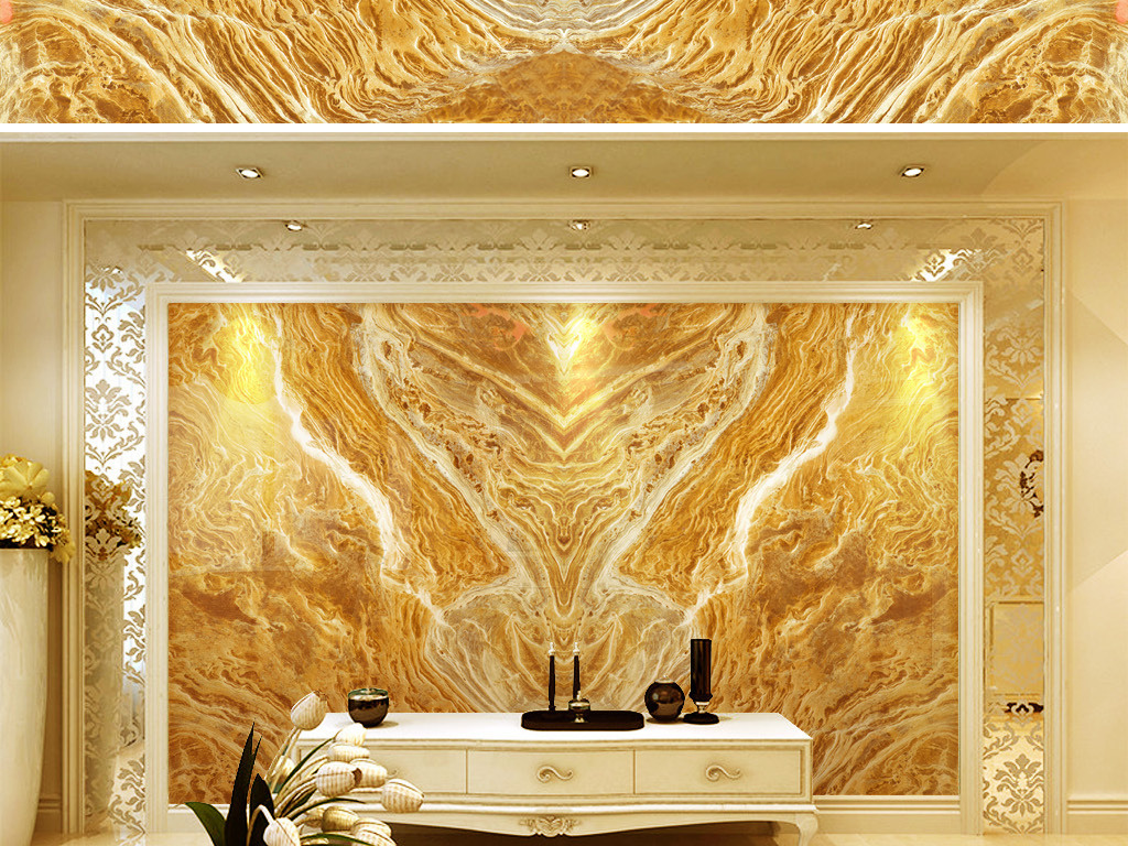 苍狼传说金色大理石拼花背景墙电视墙