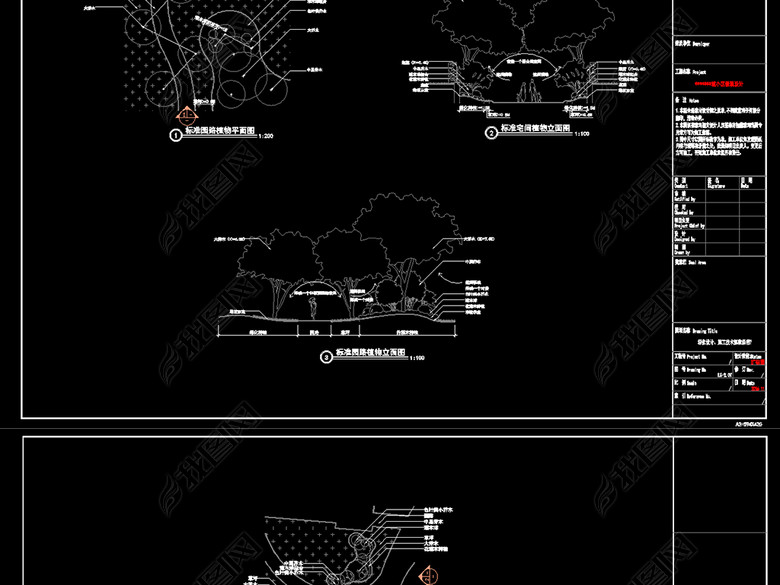 园林景观绿化设计、施工技术规范及种植大样图