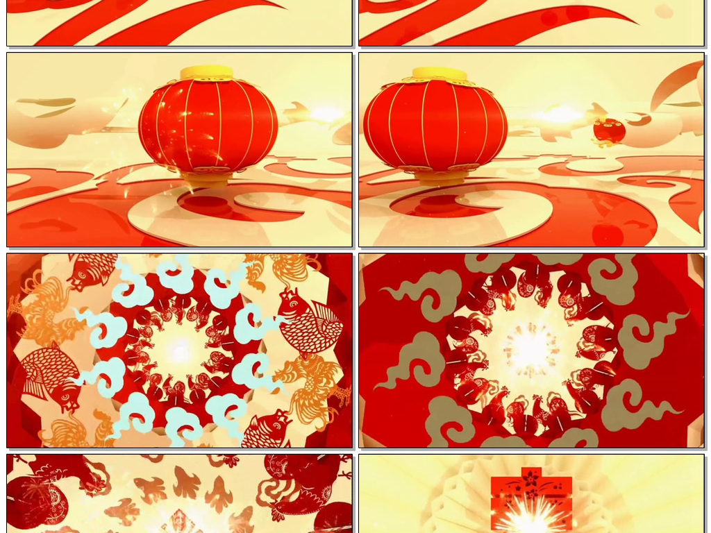 2017鸡年灯笼礼花春字开场片头视频素材