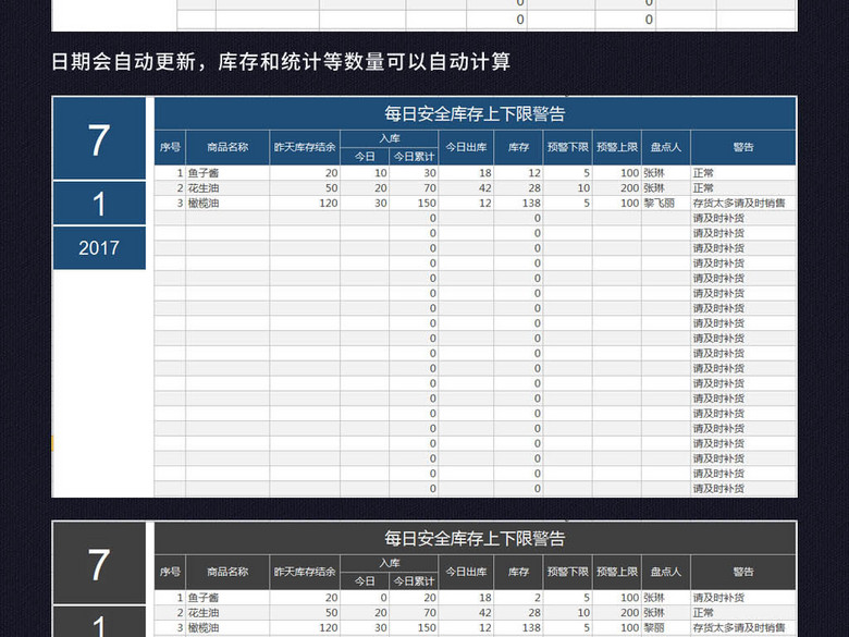 商品库存每日盘点表格产品管理报表工具(图片