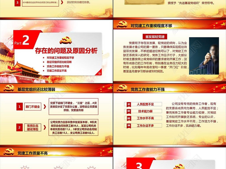 基层党委党支部党员干部工作总结ppt模板图片