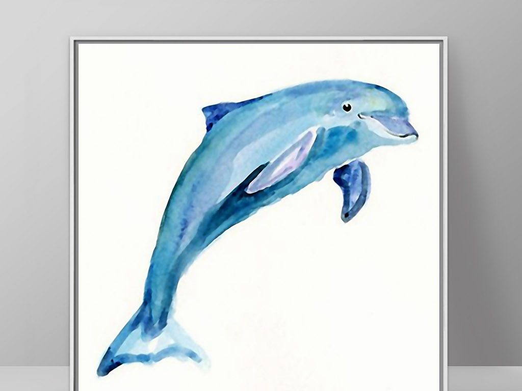 可爱海豚海洋动物欧式手绘小清新家居装饰画