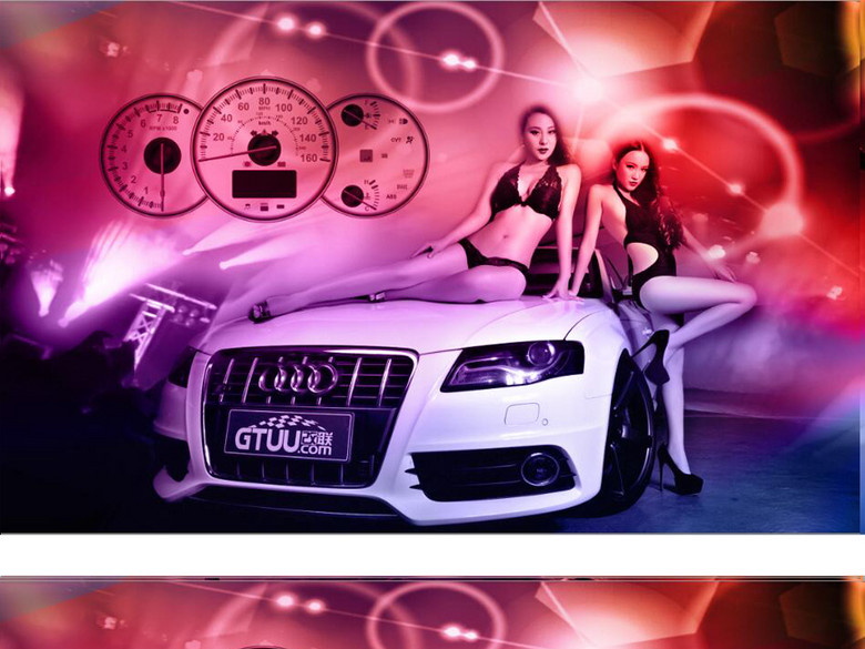 时尚豪车性感美女酒吧夜场背景墙(图片编号:1