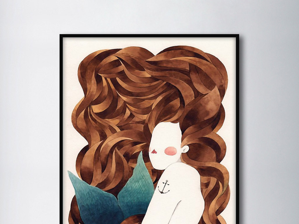 美人鱼长发飘飘欧式创意抽象北欧家居.图片设