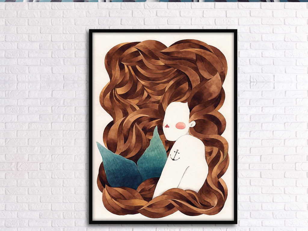 美人鱼长发飘飘欧式创意抽象北欧家居.图片设