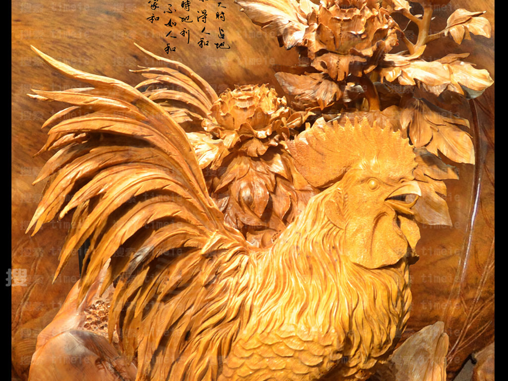木雕公鸡壁画图片隔断屏风门厅现代简约艺术玻璃设计客厅画过道酒店