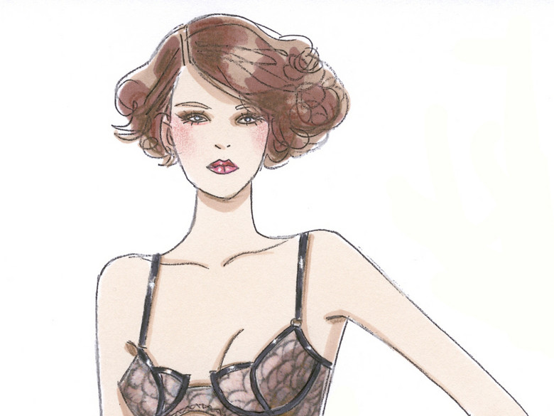 欧美性感女装内衣效果图服装时装画高清素材(