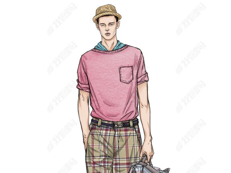 欧美男装高清时装画效果图素材图片男模素材图