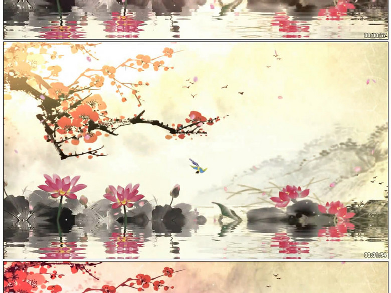 古筝琵琶语梅花中国风水墨视频素材(图片编号