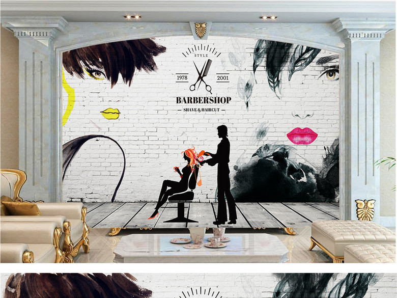 理发厅美发店发型设计工装背景墙(图片编号:1
