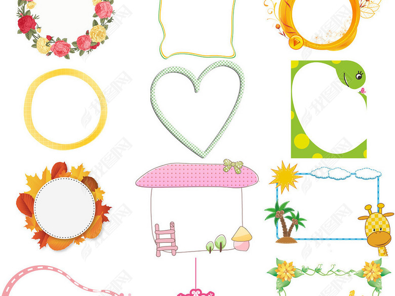 111款学生成长档案边框素材打包下载图片下载