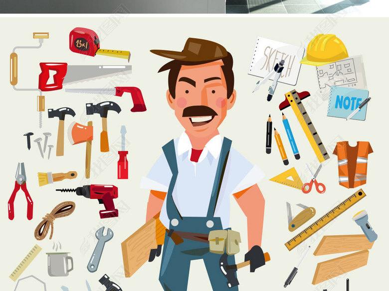 卡通维修装修师傅工人人物设计(图片编号:160