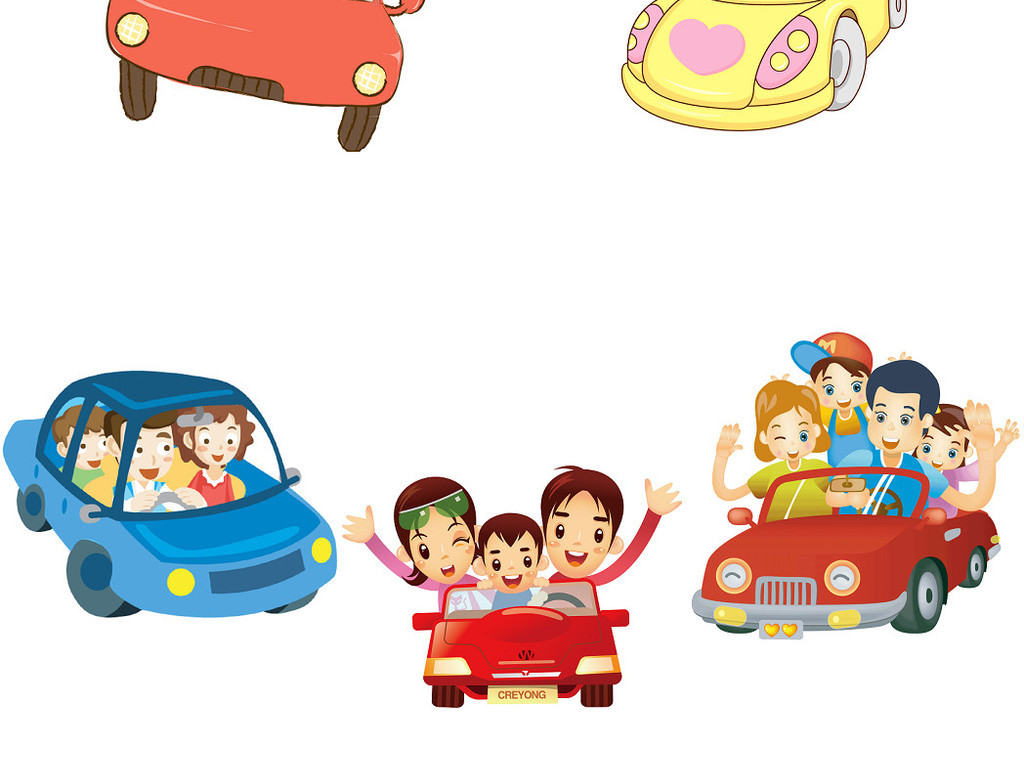 一家人幸福开车出游免抠png元素下载