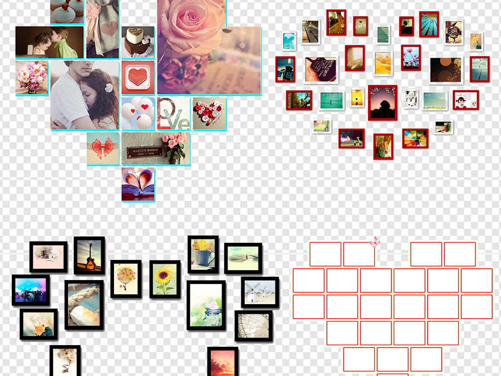 心形照片墙拼图图案模版素材下载